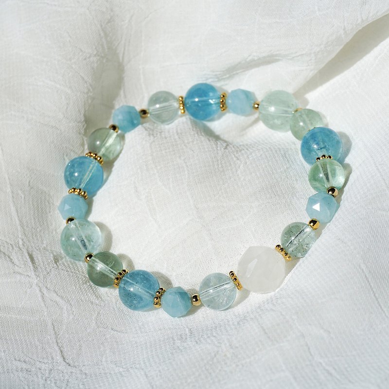 White Ghost Green Stone Aquamarine Bracelet - Bracelets - Crystal Blue