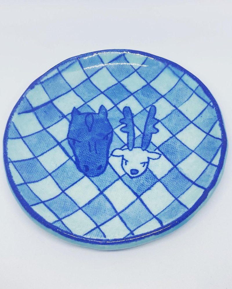 ウマシカな皿 - 盤子/餐盤 - 陶 藍色