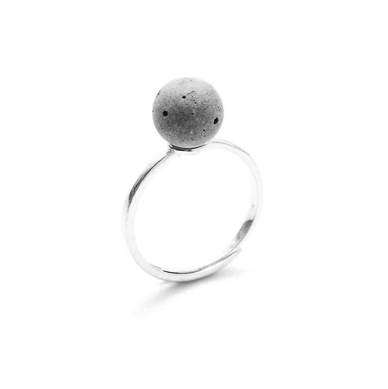 Mini Moon Cement Ring / Ring | Planet Series (Silver/ Rose Gold) - แหวนทั่วไป - ปูน สีเทา