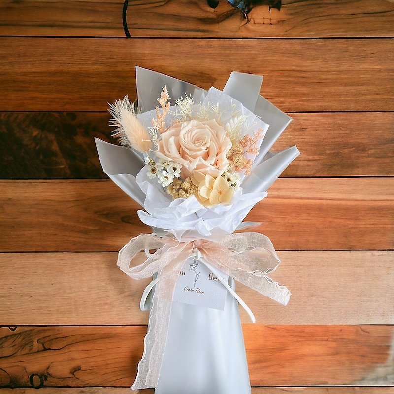 Champagne Orange Transparent Small Bouquet Valentine's Day Preserved Flowers Dried Flowers Money to Spend Mother's Day Graduation Gift - ช่อดอกไม้แห้ง - พืช/ดอกไม้ สีส้ม