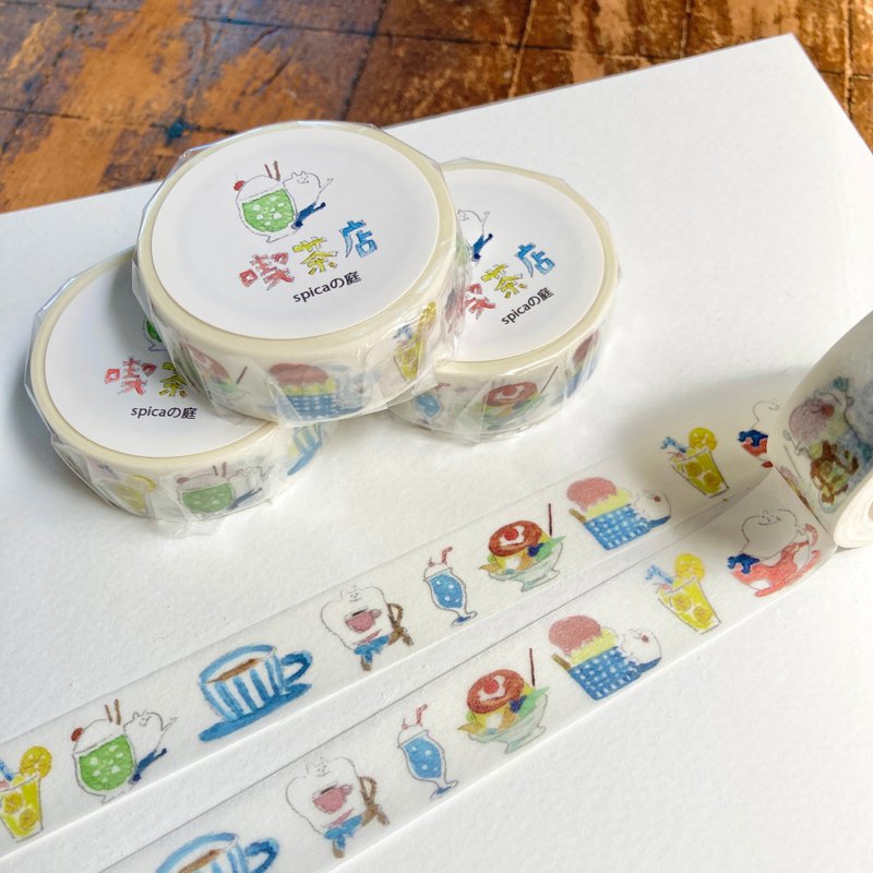 muuちゃん 15mm×7m 喫茶店　 マスキングテープ - 紙膠帶/和紙/PET - 紙 白色