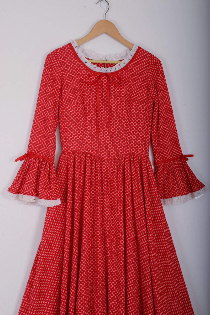 美式鄉村田園 1960-70s prairie dress  宮廷復古茶會袖 - 洋裝/連身裙 - 棉．麻 
