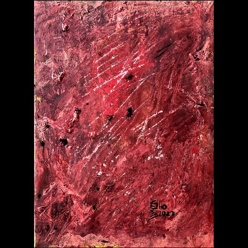 Acrylic Painting - Impulse - โปสเตอร์ - ผ้าฝ้าย/ผ้าลินิน สีแดง