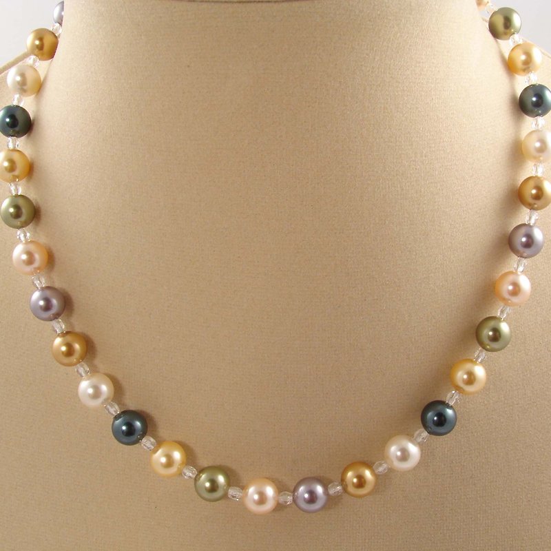 Swarovski Golden White Multicolor Crystal Pearl Elegant Jewelry Necklace Gift - Necklaces - Other Materials Gold