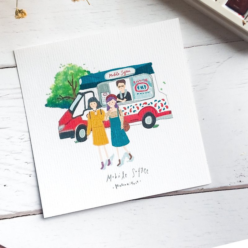 กระดาษ การ์ด/โปสการ์ด - Illustrated Postcard / Hong Kong Corner - Ice Cream Truck【Meteorillst】