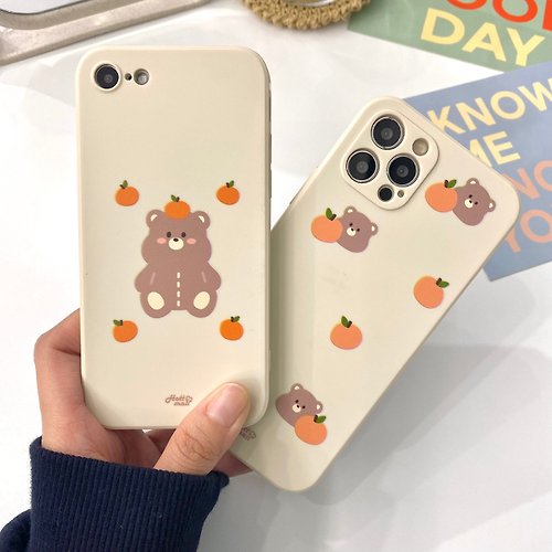 hottmall Tangerine lover A bear, Bear pattern iPhone Galaxy Silicon Case