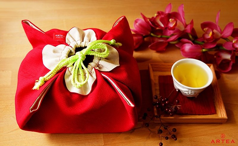 ARTEA [rich flowers] gold pot tea bag gift box (bloom four seasons + honey Hong tea) hand picking tea 75gX2 tea pot - ชา - โลหะ สีแดง