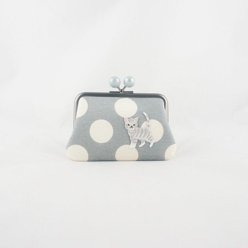 【Classic Small Bag】-Little Kitten - กระเป๋าใส่เหรียญ - ผ้าฝ้าย/ผ้าลินิน สีเทา