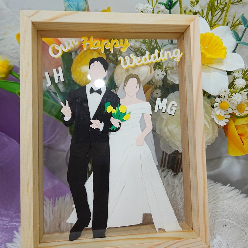 ภาพวาดบุคคล การปรับแต่งพอร์ตเรท แฮนด์เมด กรอบรูปแสดงของขวัญแต่งงานวันขึ้นบ้านใหม - ของวางตกแต่ง - กระดาษ 