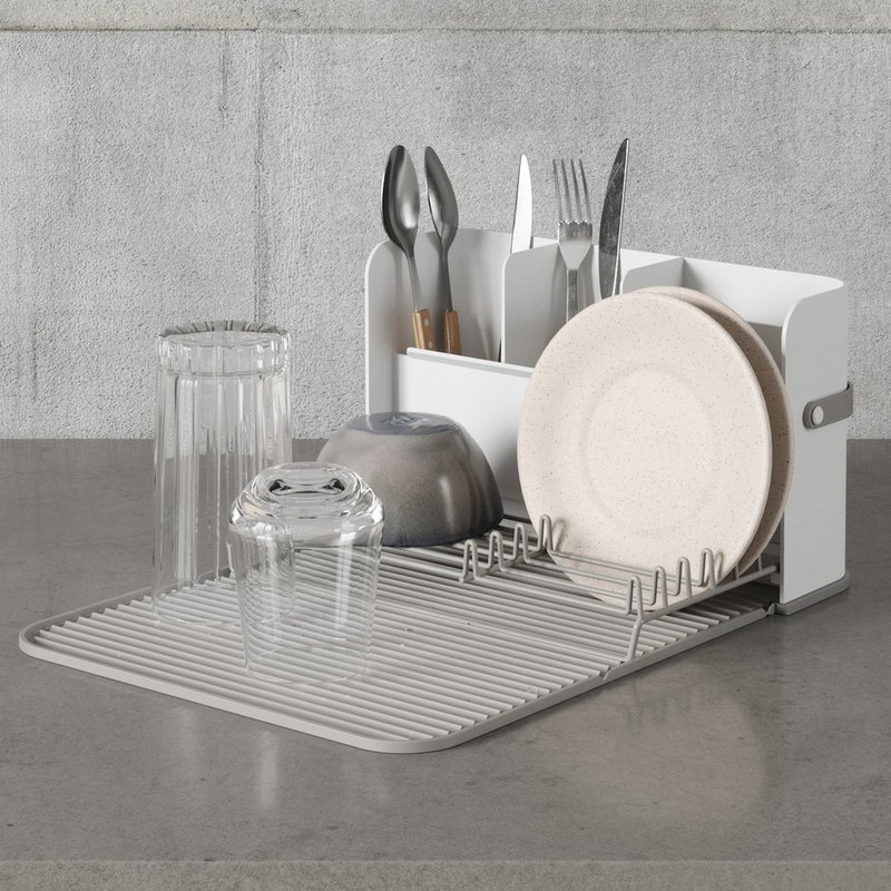 【Umbra】Sling tableware storage tube + dish drainer (grey) | dish rack - Dish Detergent - Other Metals Silver