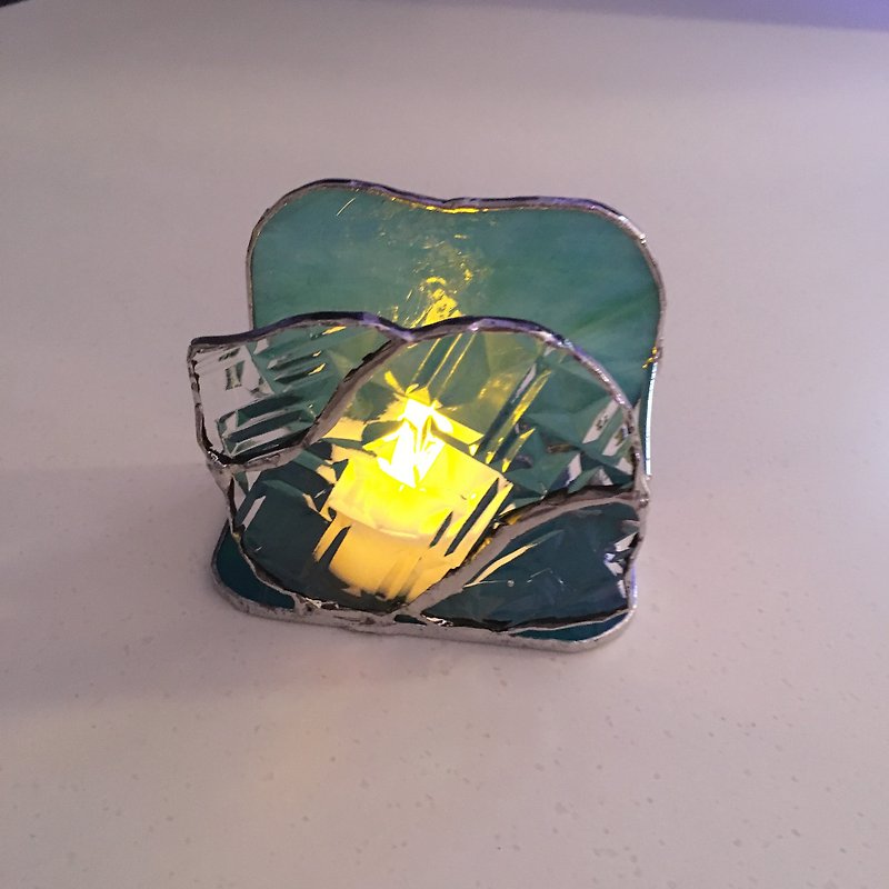 LED Candle Stand Emerald Green Glass Bay View - เทียน/เชิงเทียน - แก้ว สีน้ำเงิน
