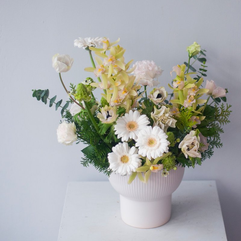 [Flowers and Gifts] White and Green Garden Table Flowers | Opening Gifts | Home Decoration - Dried Flowers & Bouquets - Plants & Flowers Green