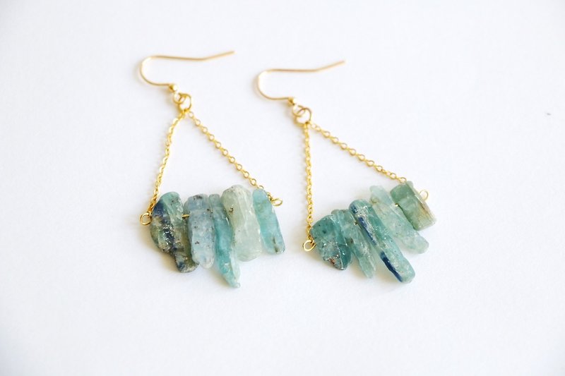 Blue kyanite dangle earrings - 18k gold plated earrings - Earrings & Clip-ons - Gemstone 