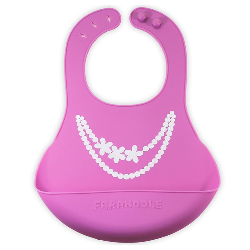 (Taiwan design, manufacturing and production) Farandole safe non-toxic antibacterial Silicone bib-Little Lady - Bibs - Other Materials Red
