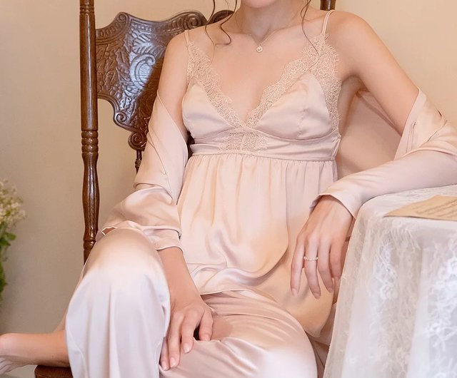 Nightdress Sexy Lingerie Pajamas Silk Lace Sling - Shop Queensybra  Loungewear & Sleepwear - Pinkoi