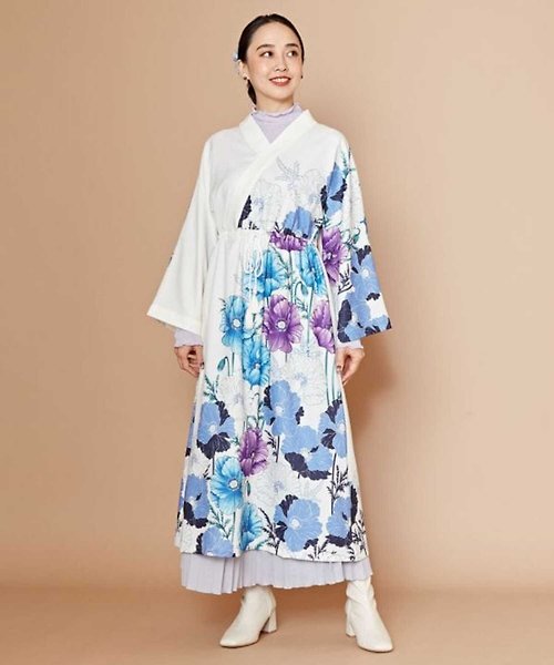 Saibaba Ethnique 【熱門預購】和風罌粟花和服連衣裙 洋裝 (3色) 7CQ-4122