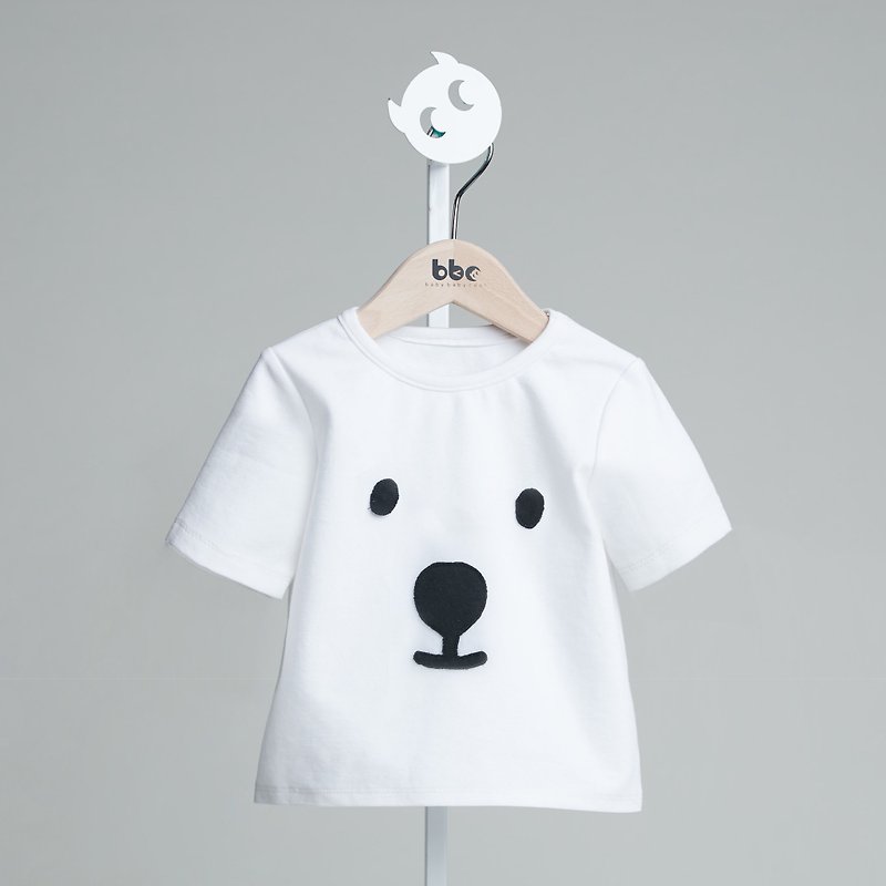 Polar bear short sleeve top - เสื้อยืด - ผ้าฝ้าย/ผ้าลินิน ขาว