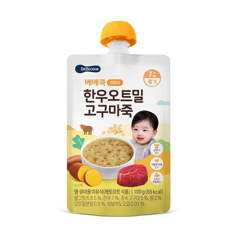 韓國【BEBECOOK】寶膳 嬰幼兒韓牛地瓜燕麥粥(100g) - 寶寶/兒童玩具/玩偶 - 其他材質 