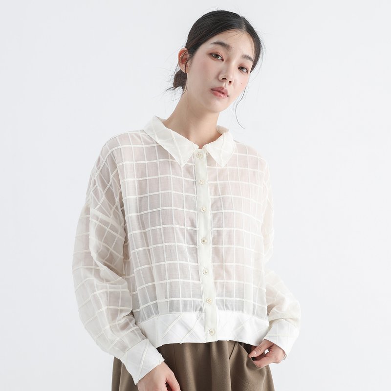 [Classic Original] Vein_Vein Multi-layered Shirt_CLT519_M - Women's Tops - Polyester White