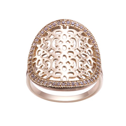 SOIRÉE BY N.Y. 蒔華芮設計師輕珠寶 花絲古典雕紋鑲鑽戒指(共3色)－圓形