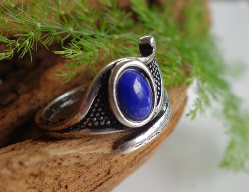 ラピスラズリ　指輪 天然ラピスラズリリング大カラット 4 グラムインペリアルブルー