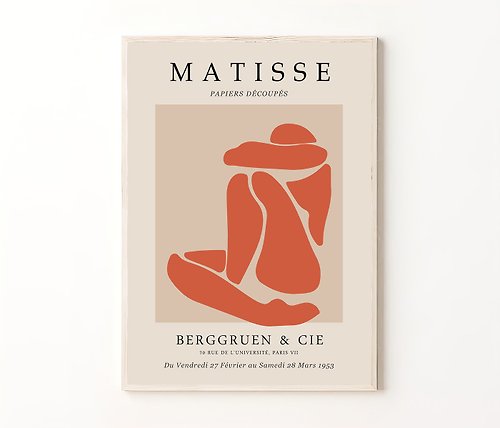 Artlinio Matisse Woman Print, Henri Matisse Exhibition Sage Green Poster, Red Wall Decor