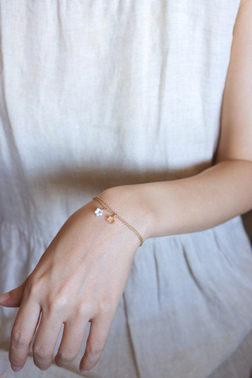 14KGFイエロー×石天然石 ブレスレット/アンクレット ツースター