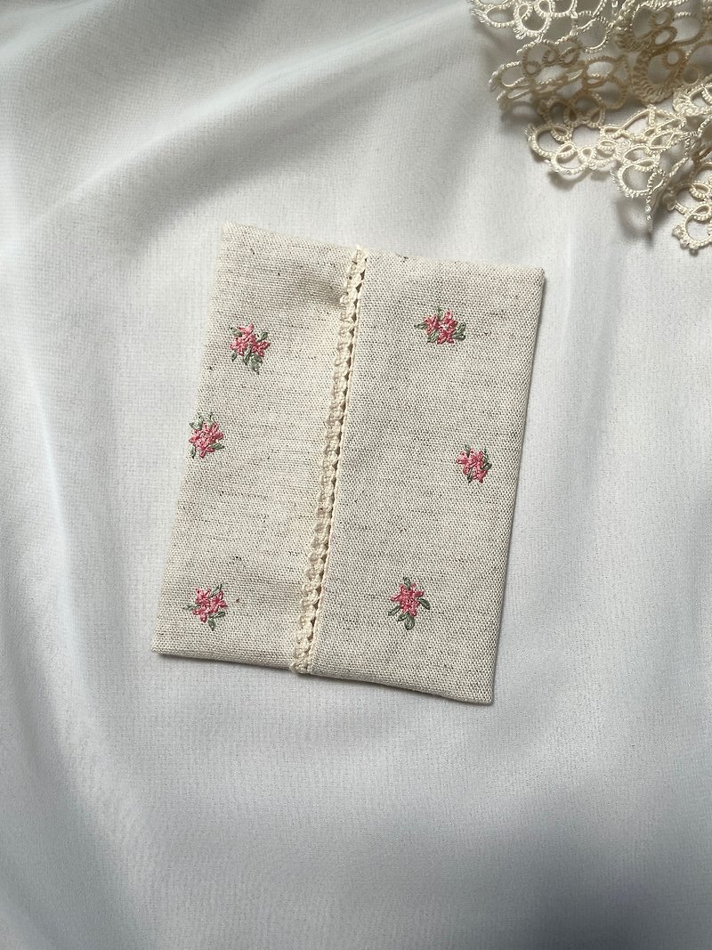 [Ms. Fang's Handmade] Embroidery Small Objects Carrying Tissue Paper Small Bag Thank You Teacher Gift Gift - Other - Cotton & Hemp Pink