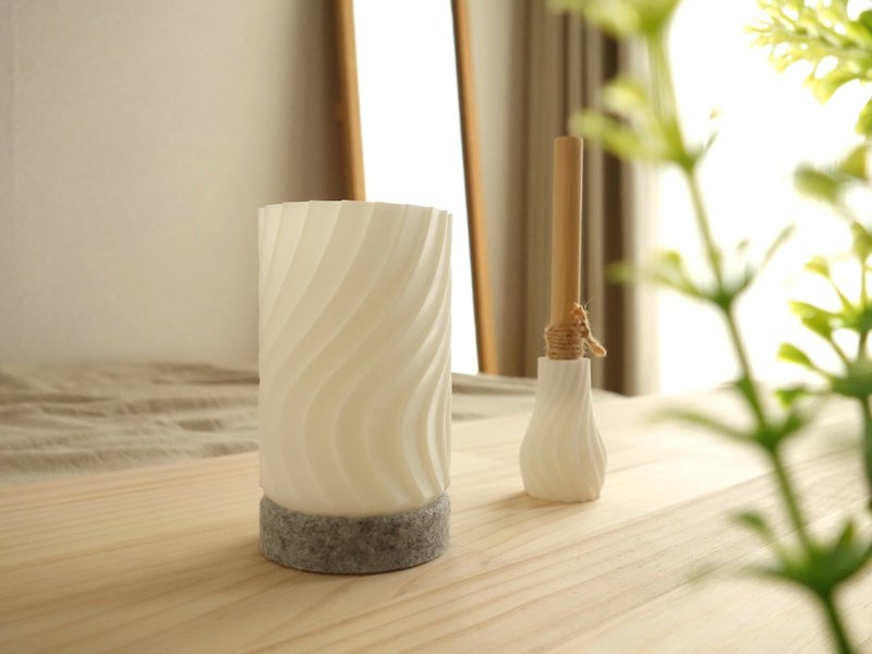 LED Candle Shade, Aroma Diffuser, Wood Diffuser Geometric Spline - Candles & Candle Holders - Plastic White