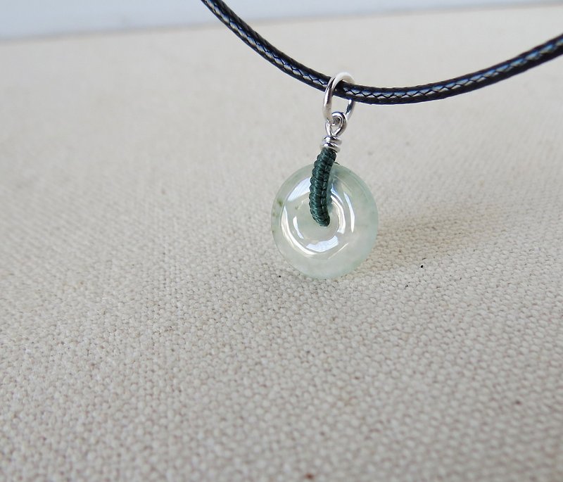 Sterling Silver*Benming Year【Ping An Ruyi】Ping An Buckle Emerald Korean Wax Thread Necklace*Hm-05*Lucky Lucky - Necklaces - Gemstone Multicolor