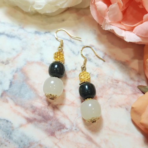 AgIo 艾特飾品 AgIo。和闐玉 如意。復古風耳環