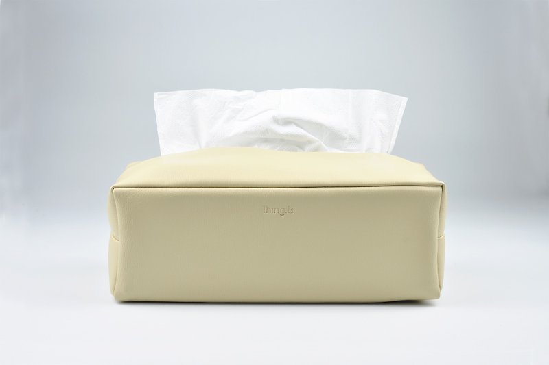 Rectangle Tissue Box Cover, Facial Tissue Holder, Soft Touch, Beige - กล่องทิชชู่ - หนังเทียม สีกากี