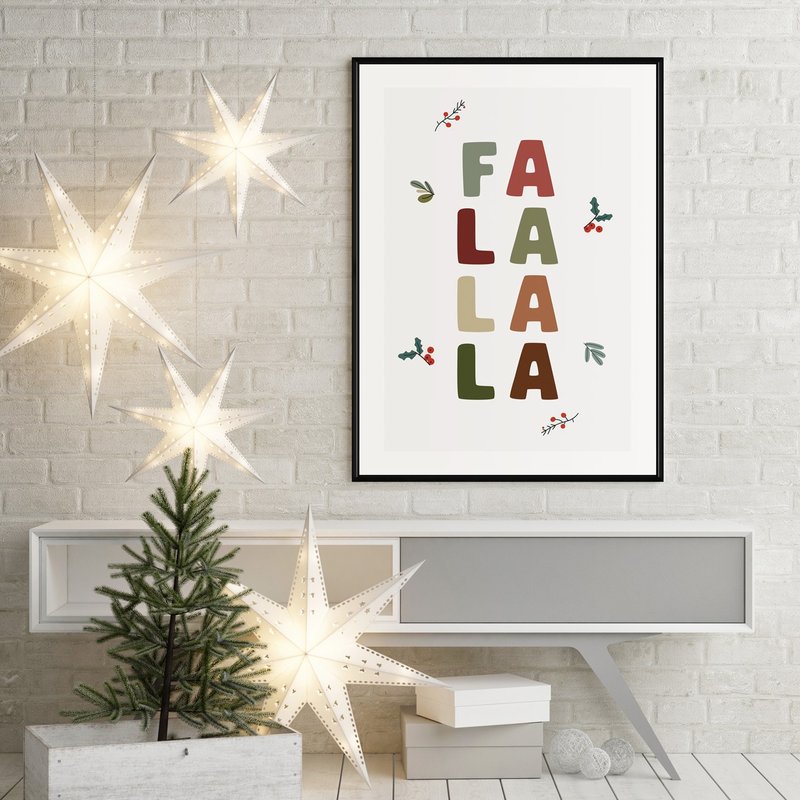 FA LA LA LA - Wall Prints, Christmas gift - Posters - Cotton & Hemp Multicolor
