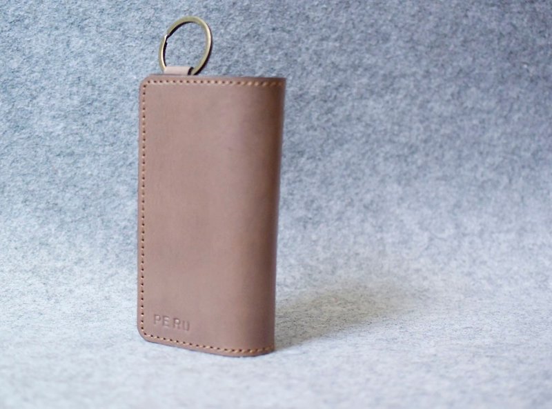 Leather double-fold double-layer key case K17 //Small gift for new home/ - Keychains - Genuine Leather 