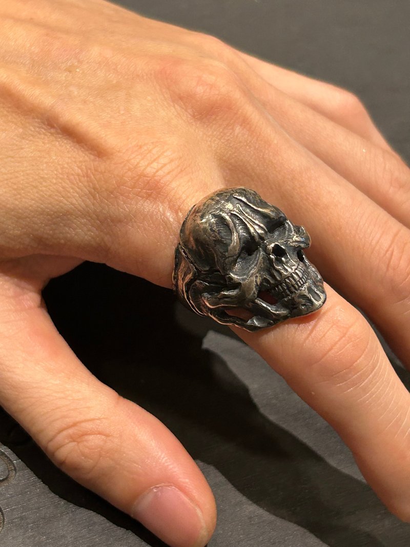 純銀悔髏戒 Regret Skull ring 骷髏 骷顱 - 戒指 - 純銀 銀色