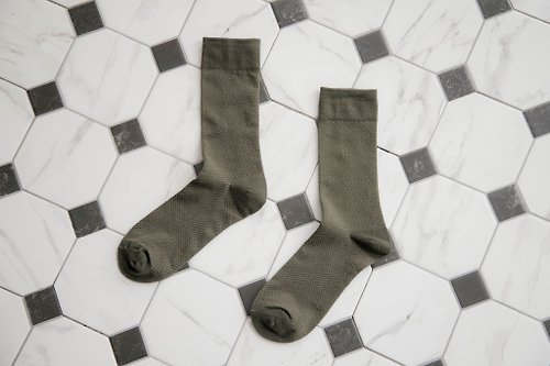 ORINGO 林果良品 幾何菱紋紳士襪 橄欖綠
