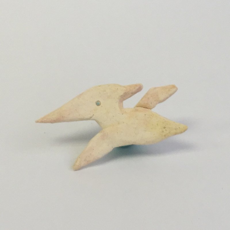 Block Pottery Series-Albino Pterodactyl Pottery Pin Brooch 01 - Brooches - Pottery 