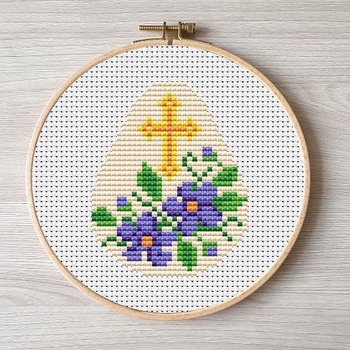 Embroidery Dreams Easter cross stitch pattern pdf, Flower embroidery DIY Easter egg design