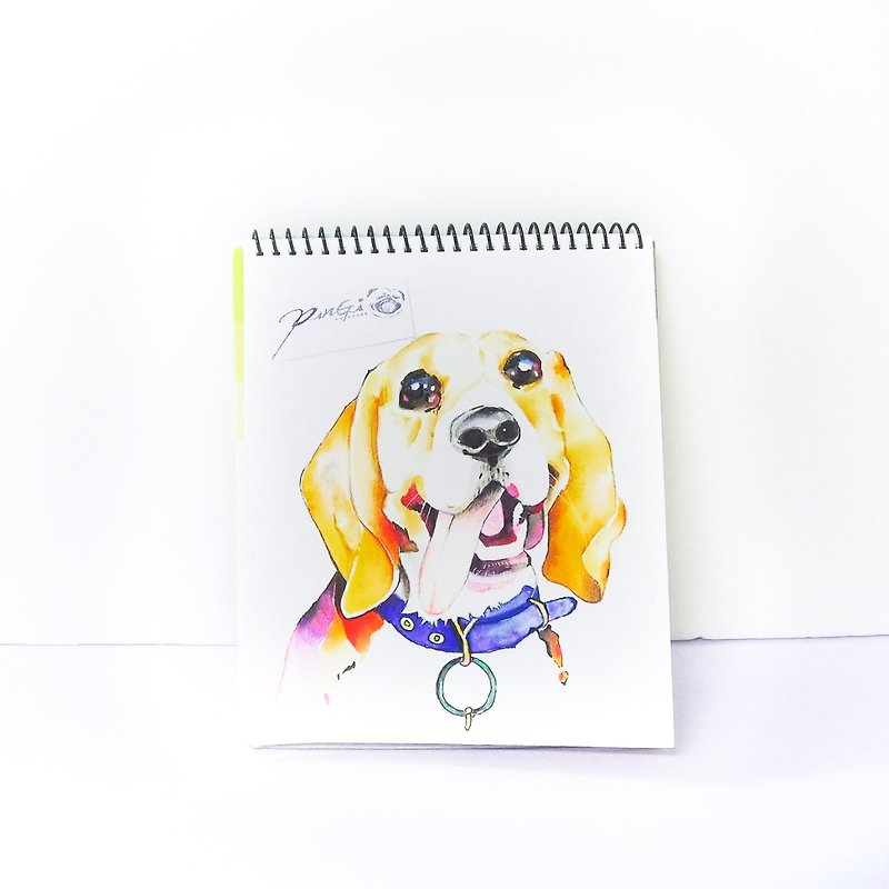 Watercolor hand-painted-pet portrait-pet painting-dog portrait commissioned drawing [without frame] Miglu - ภาพวาดบุคคล - กระดาษ สีเหลือง