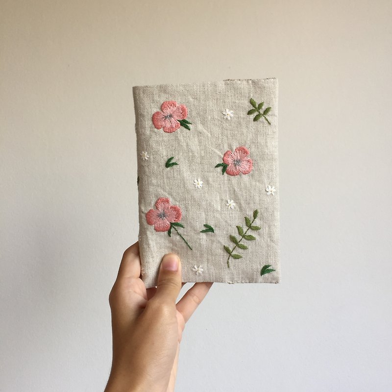 Removable Fabric Book Jacket #2 - 書衣/書套 - 繡線 粉紅色