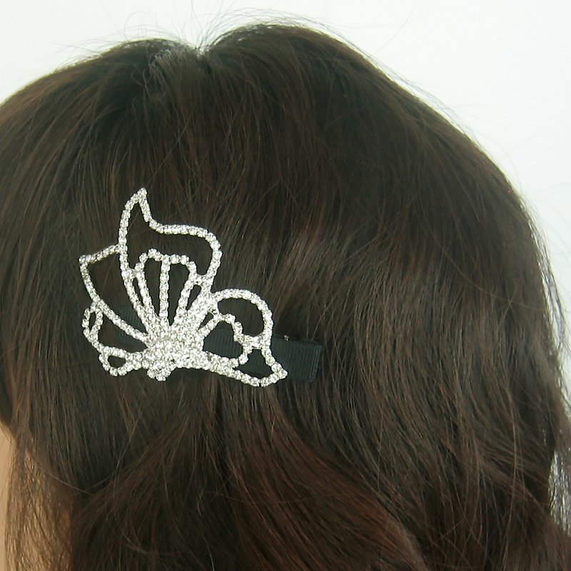 silver butterfly hairpin - 髮飾 - 其他材質 銀色