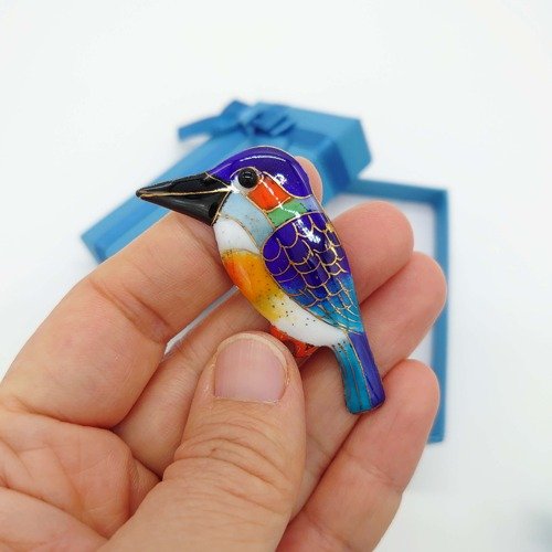七宝焼 ブローチ 鳳凰 Black 七宝焼ブローチ 純銀張有線七宝 | iichi 日々の