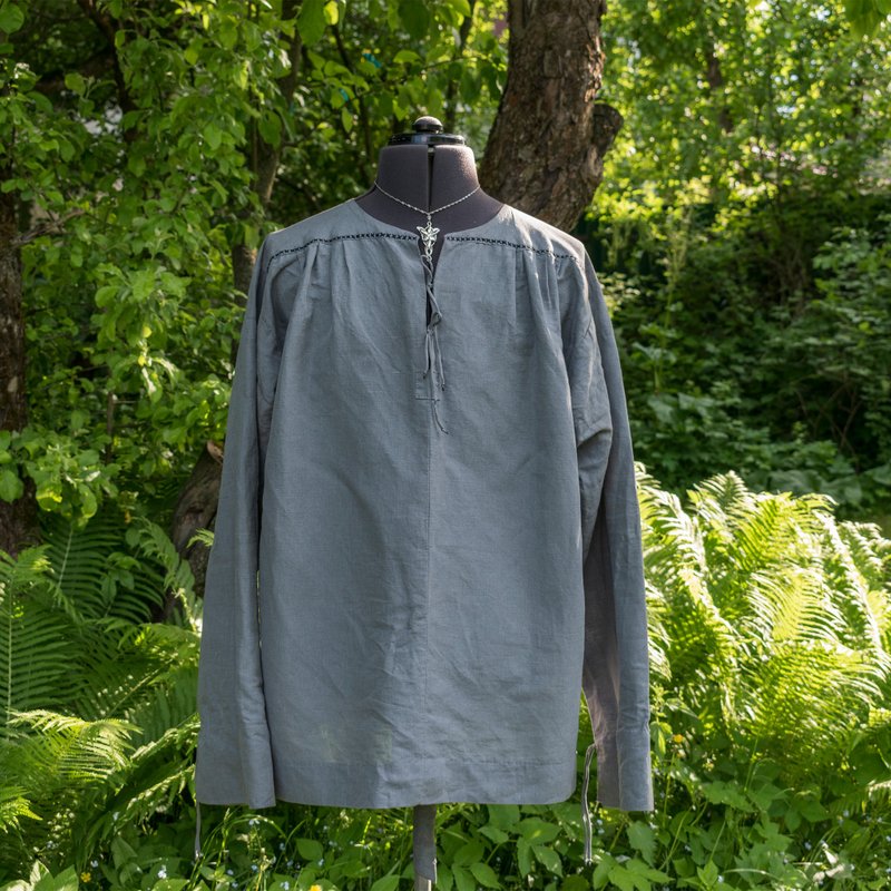 Gray Shirt (inspired Aragorn) without embroidery / Strider's Shirt / LOTR outfit - 男襯衫/休閒襯衫 - 亞麻 灰色