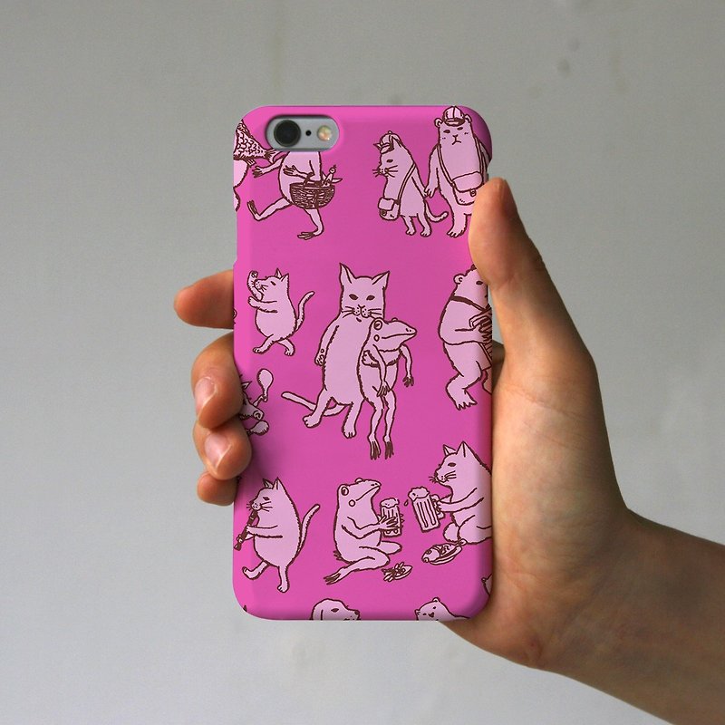 iPhoneケース　猫たち（ピンク） - 手機殼/手機套 - 塑膠 粉紅色