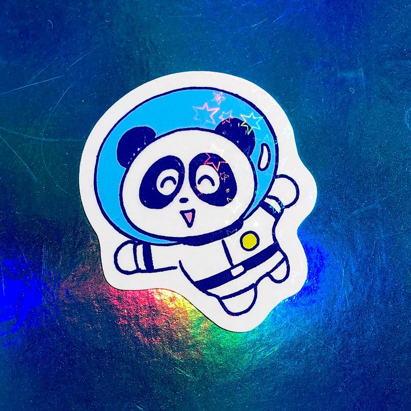 Holographic Sticker Astronaut Panda - Stickers - Paper 