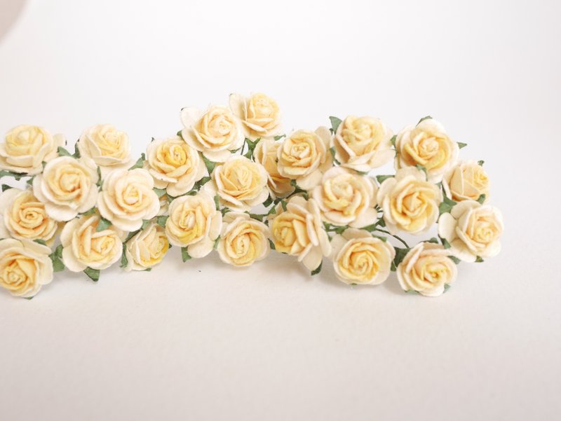 Paper Flower, 100 DIY supplies pieces two tone rose size 1.5 cm., yellow color. - Other - Paper Yellow