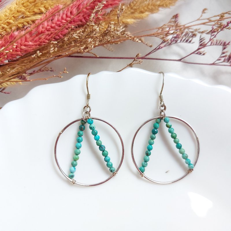 s925 sterling silver turquoise earrings | handmade custom bracelet necklace earrings accessories - ต่างหู - เงินแท้ 
