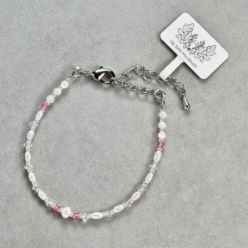 My Little Handmade 手作仔 天然淡水珍珠+施華洛世奇Swarovski水晶手鏈 JW176H-002