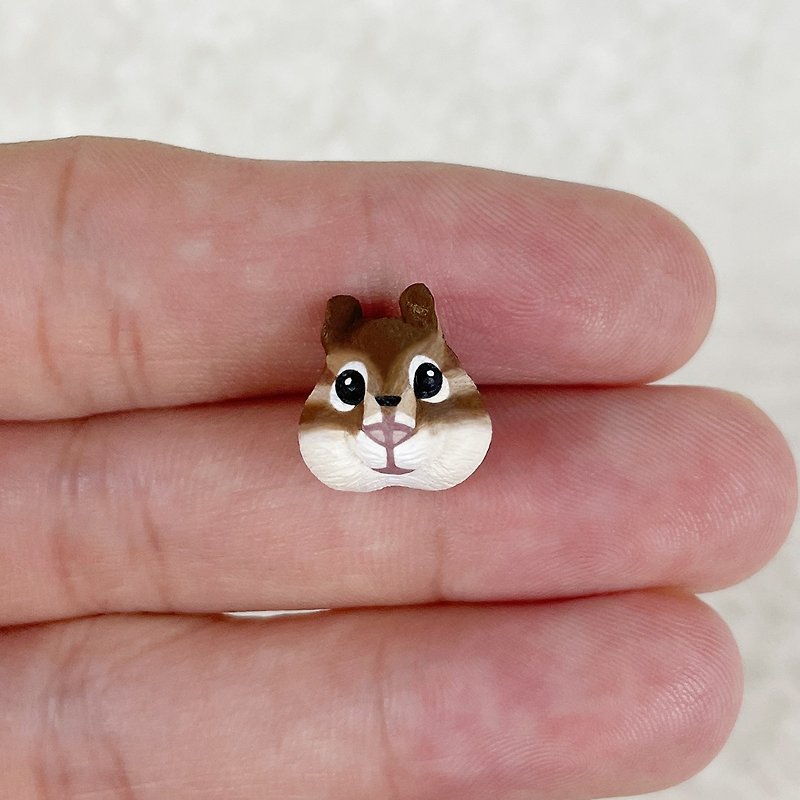Chipmunk - earrings/ Clip-On/collar pins/mask magnets/necklaces/rings - Earrings & Clip-ons - Other Materials 