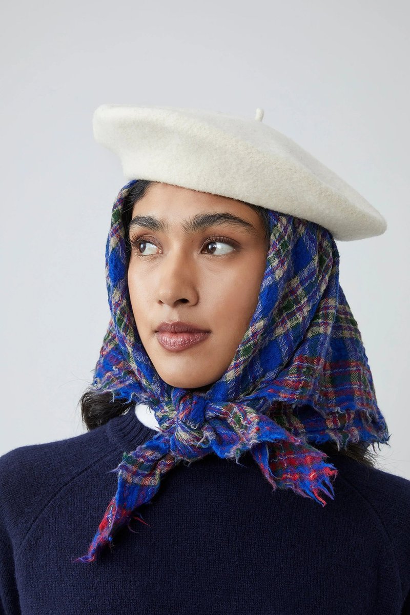 793 羊毛方巾70 - 皇室藍 - 圍巾/披肩 - 羊毛 